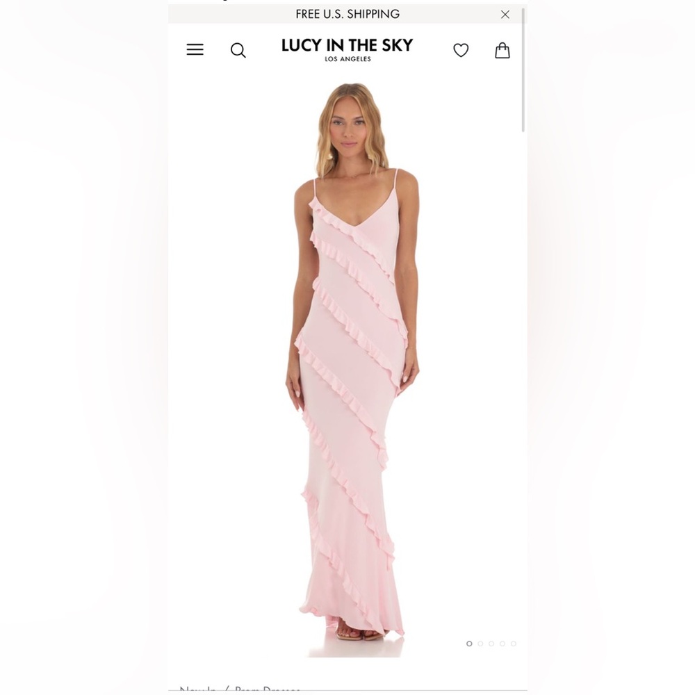 Lucy in the Sky Pink Spaghetti Strap Maxi Gown